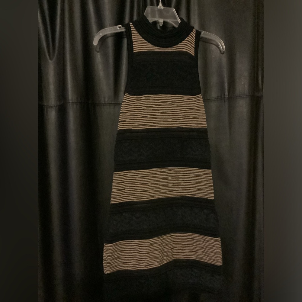 Missoni Black and Tan Striped Midi Dress